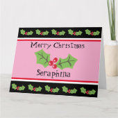 Gepersonaliseerde kerst Holly & Berries Kaart (Voorkant)