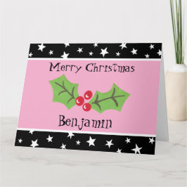 Gepersonaliseerde kerst Holly & Berries Kaart