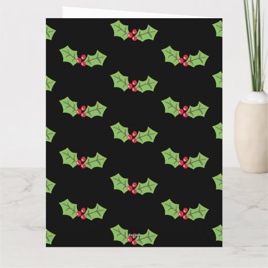 Gepersonaliseerde kerst Holly & Berries Kaart (Achterkant)
