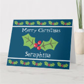 Gepersonaliseerde kerst Holly & Berries Kaart (Voorkant)