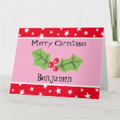 Gepersonaliseerde kerst Holly & Berries Kaart (Voorkant)