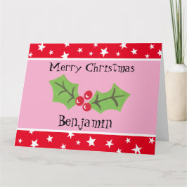 Gepersonaliseerde kerst Holly & Berries Kaart