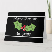 Gepersonaliseerde kerst Holly & Berries Kaart (Voorkant)