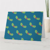 Gepersonaliseerde kerst Holly & Berries Kaart (Achterkant)