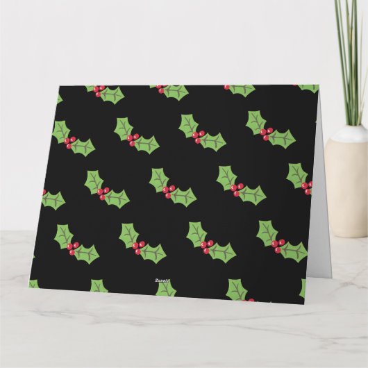 Gepersonaliseerde kerst Holly & Berries Kaart (Achterkant)