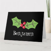 Gepersonaliseerde kerst Holly & Berries Kaart (Voorkant)