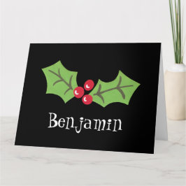 Gepersonaliseerde kerst Holly & Berries Kaart