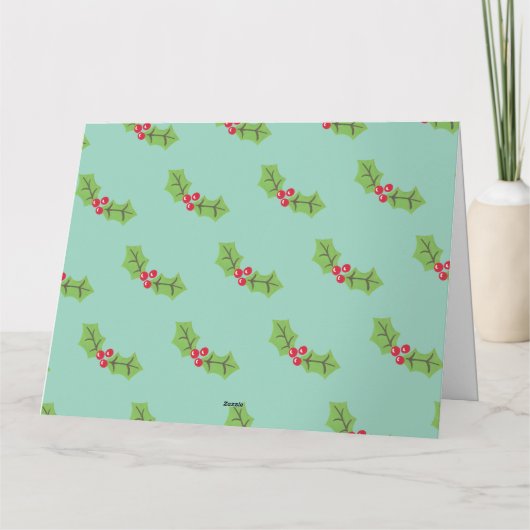 Gepersonaliseerde kerst Holly & Berries Kaart (Achterkant)