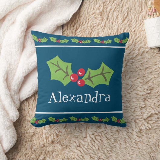 Gepersonaliseerde kerst Holly & Berries Kussen (Deken)