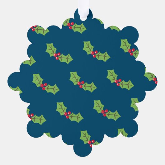 Gepersonaliseerde kerst Holly & Berries Ornament Kaart (Achterkant)