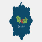 Gepersonaliseerde kerst Holly & Berries Ornament Kaart (Rechts)