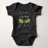 Gepersonaliseerde kerst Holly & Berries Romper (Voorkant)