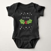 Gepersonaliseerde kerst Holly & Berries Romper (Voorkant)