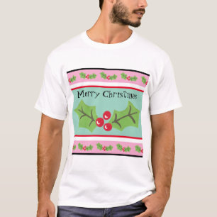 Gepersonaliseerde kerst Holly & Berries T-shirt