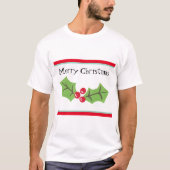 Gepersonaliseerde kerst Holly & Berries T-shirt (Voorkant)