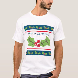 Gepersonaliseerde kerst Holly & Berries T-shirt