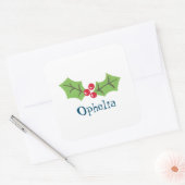 Gepersonaliseerde kerst Holly & Berries Vierkante Sticker (Envelop)