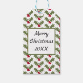 Gepersonaliseerde kerst Holly Red en Green Cadeaulabel (Voorkant)