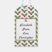 Gepersonaliseerde kerst Holly Red en Green Cadeaulabel (Achterkant)