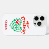 Gepersonaliseerde Kerst Hond Poot Hart Rood & Groe Case-Mate iPhone Case (Achterkant (horizontaal))