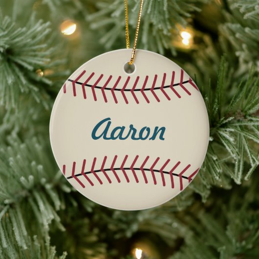 Gepersonaliseerde Kerst Honkbal Sport Ornament (Boom)