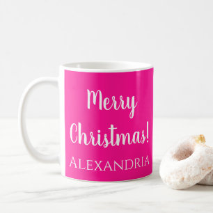 Gepersonaliseerde kerst Hot Pink Koffiemok