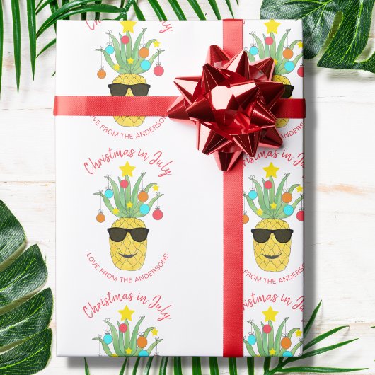 Gepersonaliseerde kerst in juli ananas cadeaupapier