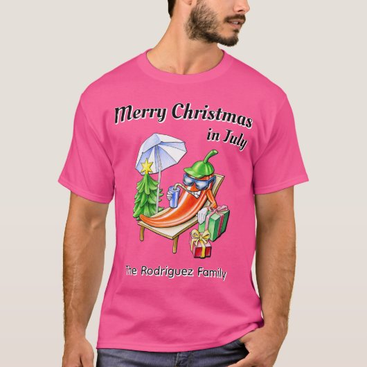 Gepersonaliseerde kerst in juli Chili Art Holiday T-shirt (Voorkant)