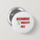 Gepersonaliseerde kerst in Naughty of Nice Ronde Button 5,7 Cm (Voorkant /achterkant)