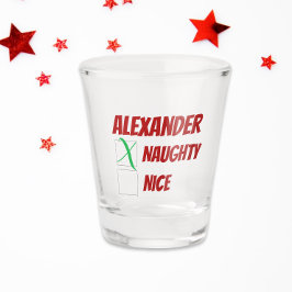 Gepersonaliseerde kerst in Naughty of Nice Shot Glas