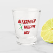 Gepersonaliseerde kerst in Naughty of Nice Shot Glas (Voorkant)