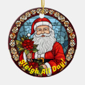 Gepersonaliseerde kerst Jingle Sleigh hele dag San Keramisch Ornament (Voorkant)