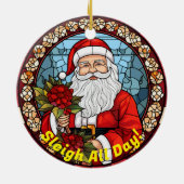 Gepersonaliseerde kerst Jingle Sleigh hele dag San Keramisch Ornament (Achterkant)