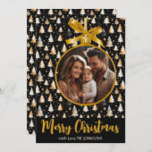 Gepersonaliseerde Kerst Kaart met Gouden Ornament (Voorkant / Achterkant)