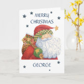 Gepersonaliseerde kerst Kaart - Santa (Gele Bloem)