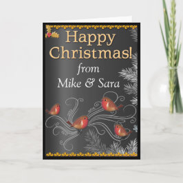 Gepersonaliseerde Kerst Kaart Zwart, Goud & Zilver