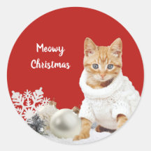 Gepersonaliseerde kerst kat Stickers