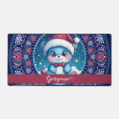 Gepersonaliseerde Kerst Kawaii Beer Dot Mandala Bureaumat (Voorkant)