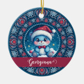 Gepersonaliseerde Kerst Kawaii Beer Dot Mandala Keramisch Ornament (Voorkant)