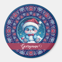 Gepersonaliseerde Kerst Kawaii Beer Dot Mandala
