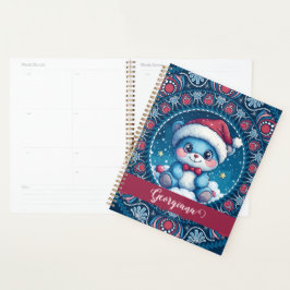 Gepersonaliseerde Kerst Kawaii Beer Dot Mandala Planner