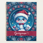 Gepersonaliseerde Kerst Kawaii Beer Dot Mandala Planner (Voorkant)