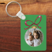 Gepersonaliseerde kerst Keepsake met foto & tekst Sleutelhanger (Voorkant)