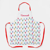 Gepersonaliseerde Kerst Kleurrijke Lichten Patroon Schort (Voorkant)