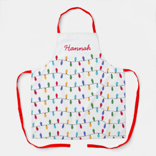 Gepersonaliseerde Kerst Kleurrijke Lichten Patroon Schort