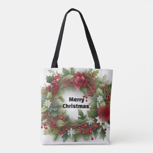 Gepersonaliseerde Kerst Krans Canvas tas (Achterkant)