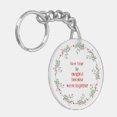 Gepersonaliseerde kerst krans Sleutelhanger (Voorkant Links)
