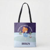 Gepersonaliseerde kerst kunstschaatser tote bag (Voorkant)