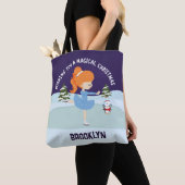 Gepersonaliseerde kerst kunstschaatser tote bag (Dichtbij)