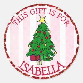 Gepersonaliseerde Kerst Labels Schattige Tree & Gi